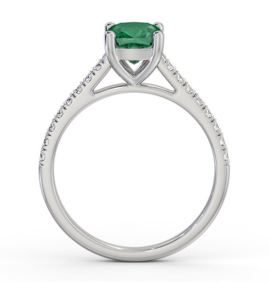 Solitaire 1.35ct Emerald and Diamond 18K White Gold Ring with Channel GEM98_WG_EM_THUMB1 