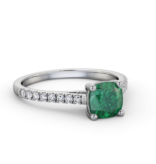 Solitaire 1.15ct Emerald and Diamond 9K White Gold Ring with Channel GEM98_WG_EM_THUMB1