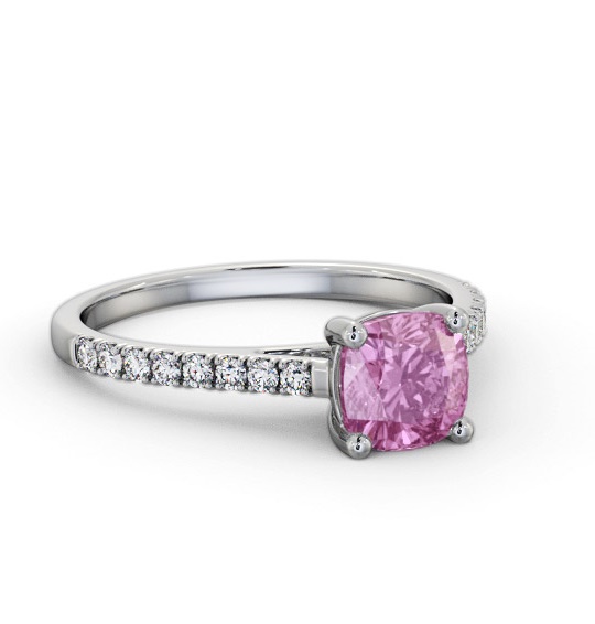 Solitaire 1.35ct Pink Sapphire and Diamond Palladium Ring with Channel GEM98_WG_PS_THUMB1