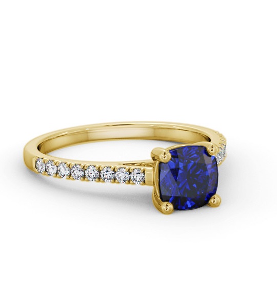 Solitaire 1.35ct Blue Sapphire and Diamond 9K Yellow Gold Ring GEM98_YG_BS_THUMB1