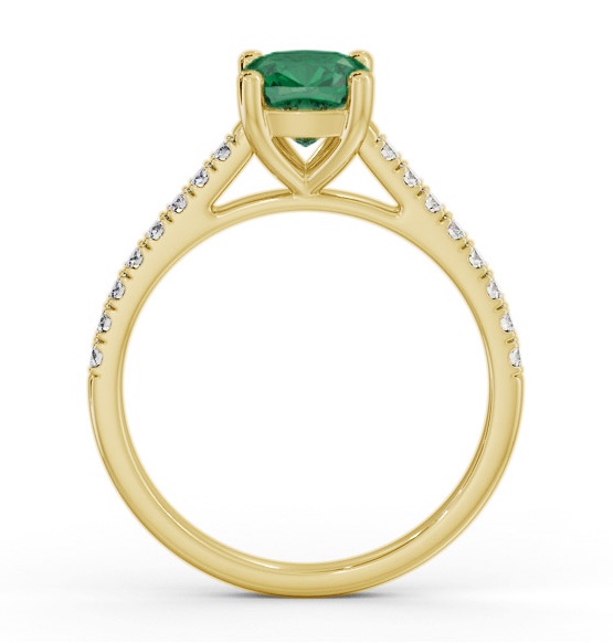 Solitaire 1.35ct Emerald and Diamond 9K Yellow Gold Ring with Channel GEM98_YG_EM_THUMB1 