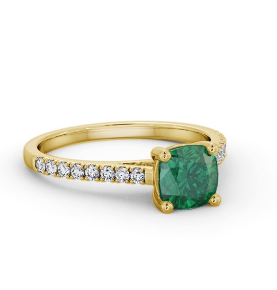 Solitaire 1.35ct Emerald and Diamond 9K Yellow Gold Ring with Channel GEM98_YG_EM_THUMB1