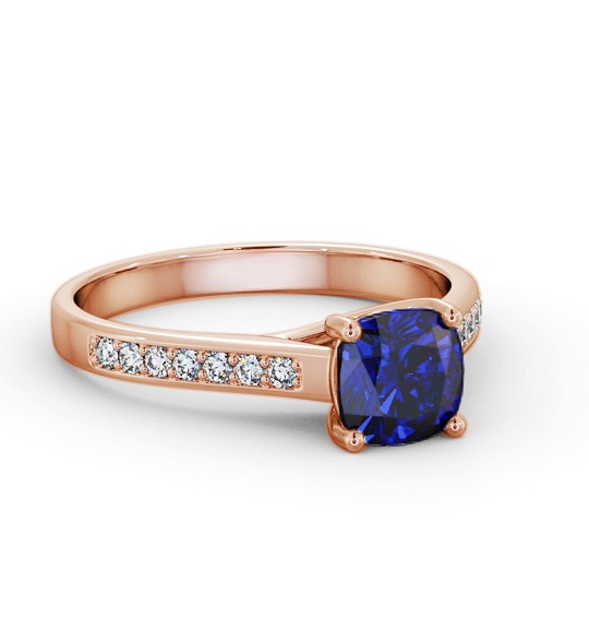 Solitaire 1.35ct Blue Sapphire and Diamond 18K Rose Gold Ring GEM99_RG_BS_THUMB1