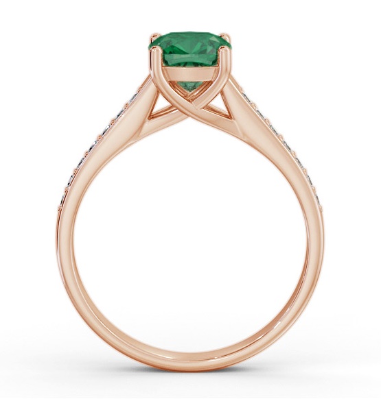 Solitaire 1.35ct Emerald and Diamond 18K Rose Gold Ring with Channel GEM99_RG_EM_THUMB1 