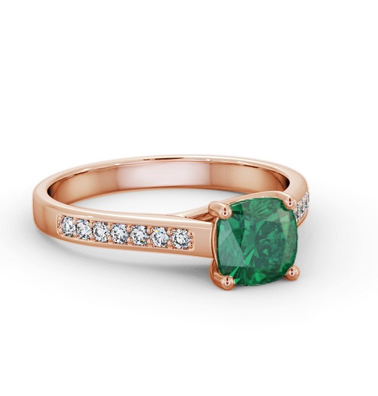 Solitaire 1.35ct Emerald and Diamond 9K Rose Gold Ring with Channel GEM99_RG_EM_THUMB1
