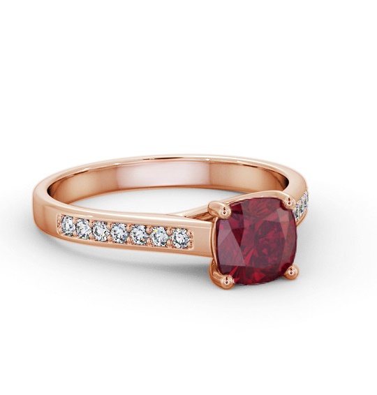 Solitaire 1.35ct Ruby and Diamond 18K Rose Gold Ring with Channel GEM99_RG_RU_THUMB1