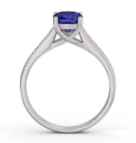 Solitaire 1.35ct Blue Sapphire and Diamond 18K White Gold Ring GEM99_WG_BS_THUMB1 