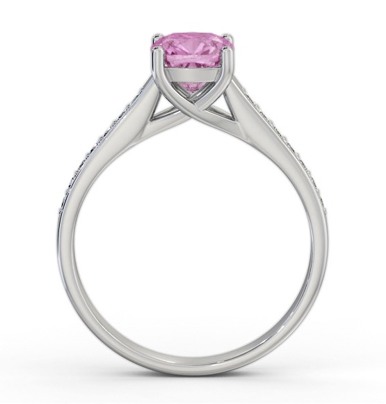 Solitaire 1.35ct Pink Sapphire and Diamond 18K White Gold Ring GEM99_WG_PS_THUMB1 