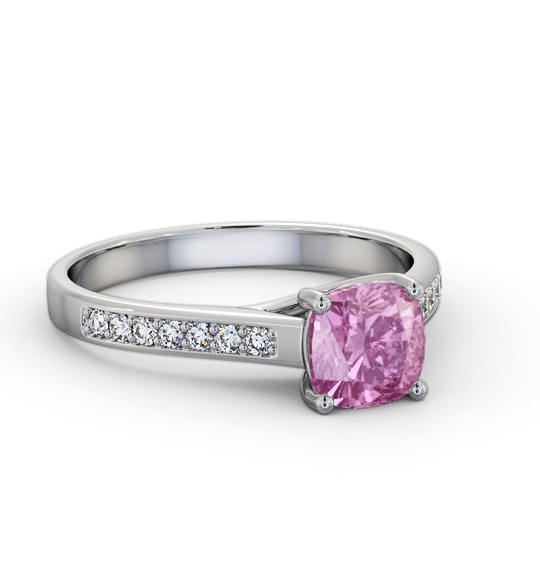 Solitaire 1.35ct Pink Sapphire and Diamond 18K White Gold Ring GEM99_WG_PS_THUMB1