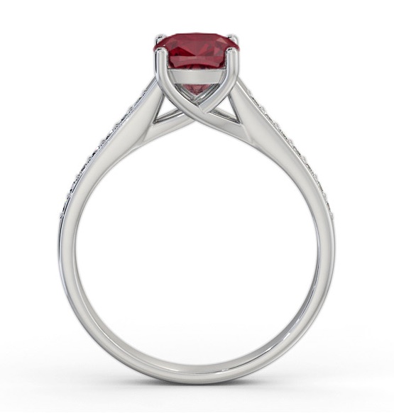 Solitaire 1.35ct Ruby and Diamond 18K White Gold Ring with Channel GEM99_WG_RU_THUMB1 
