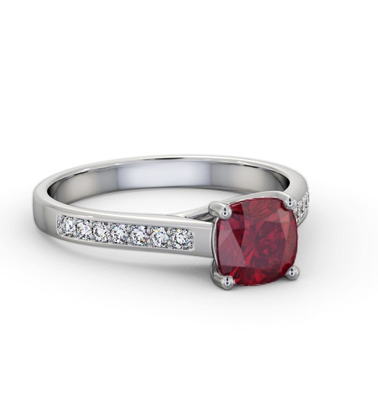 Solitaire 1.35ct Ruby and Diamond 18K White Gold Ring with Channel GEM99_WG_RU_THUMB1