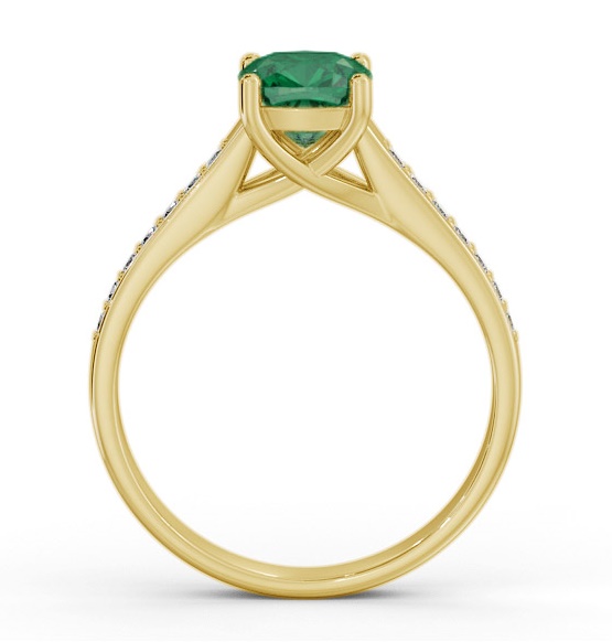 Solitaire 1.35ct Emerald and Diamond 18K Yellow Gold Ring with Channel GEM99_YG_EM_THUMB1 
