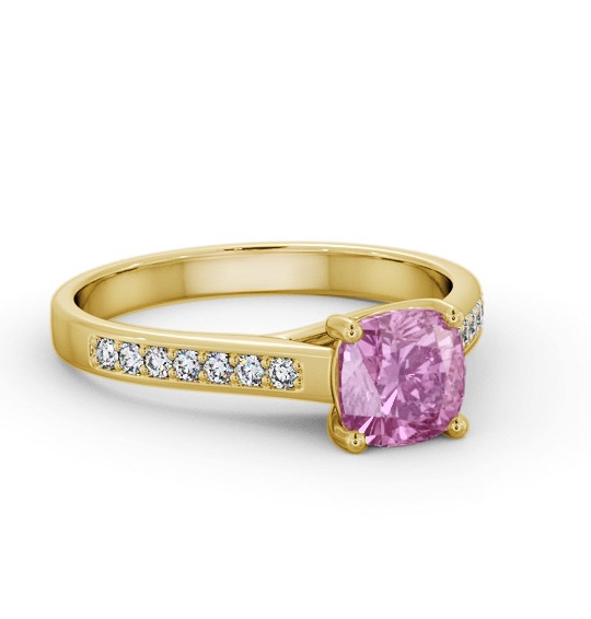 Solitaire 1.35ct Pink Sapphire and Diamond 9K Yellow Gold Ring GEM99_YG_PS_THUMB1