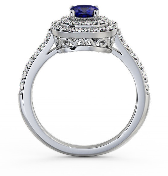 Cluster Blue Sapphire and Diamond 1.24ct Ring 18K White Gold GEM9_WG_BS_THUMB1 