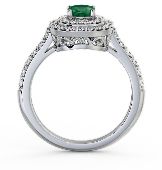 Cluster Emerald and Diamond 1.09ct Ring 9K White Gold GEM9_WG_EM_THUMB1 