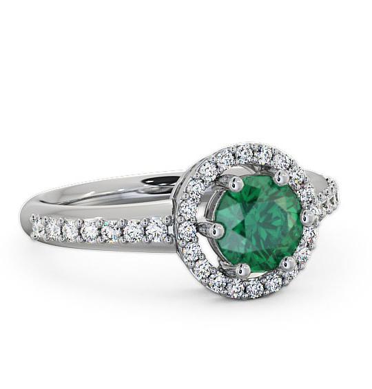 Halo Emerald and Diamond 1.06ct Ring 18K White Gold GEMCL43_WG_EM_THUMB1