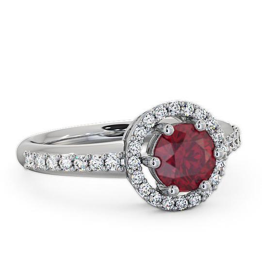 Halo Ruby and Diamond 1.31ct Ring 18K White Gold GEMCL43_WG_RU_THUMB1
