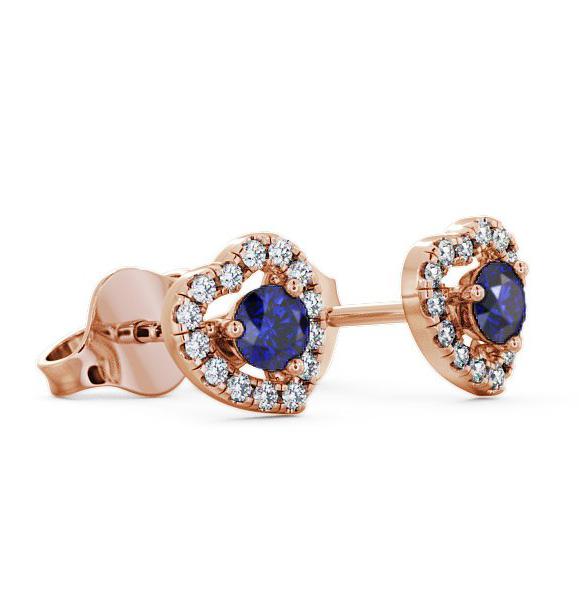 Halo Blue Sapphire and Diamond 0.56ct Earrings 9K Rose Gold GEMERG1_RG_BS_THUMB1 