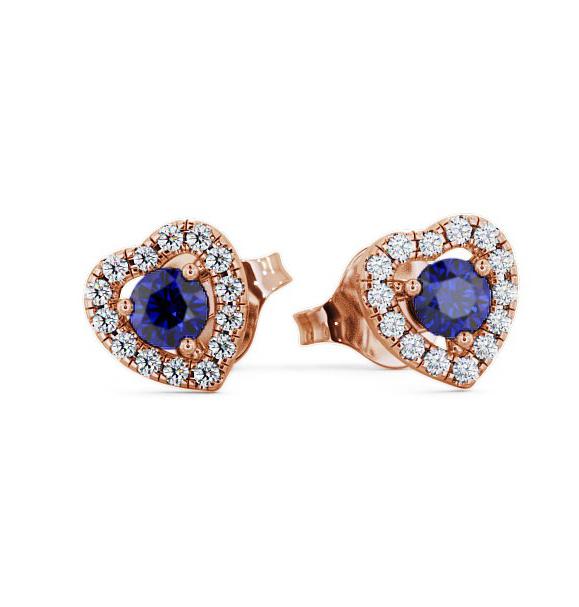 Halo Blue Sapphire and Diamond 0.56ct Earrings 9K Rose Gold GEMERG1_RG_BS_THUMB1