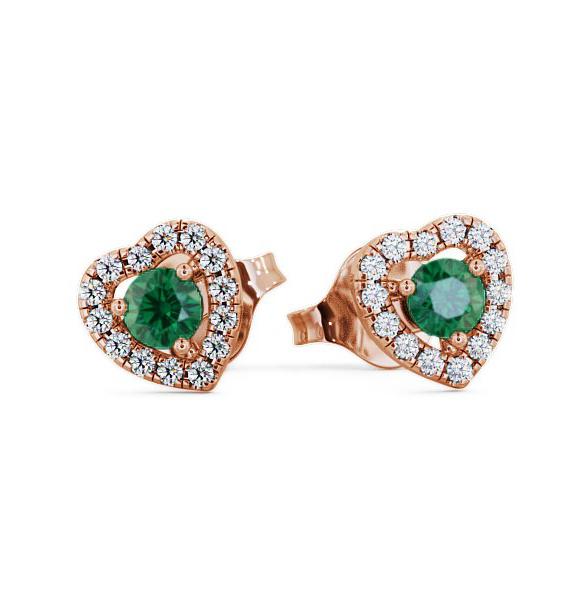 Halo Emerald and Diamond 0.50ct Earrings 9K Rose Gold GEMERG1_RG_EM_THUMB1