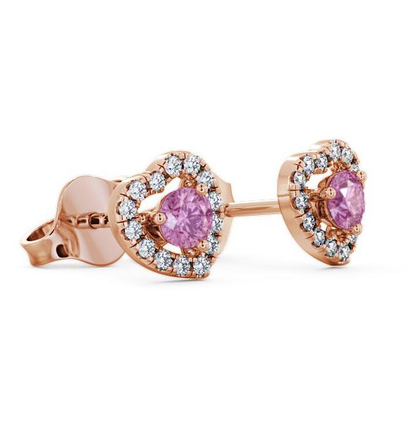 Halo Pink Sapphire and Diamond 0.56ct Earrings 18K Rose Gold GEMERG1_RG_PS_THUMB1 