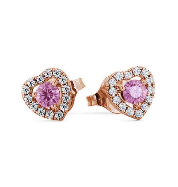 Halo Pink Sapphire and Diamond 0.56ct Earrings 18K Rose Gold GEMERG1_RG_PS_THUMB2 