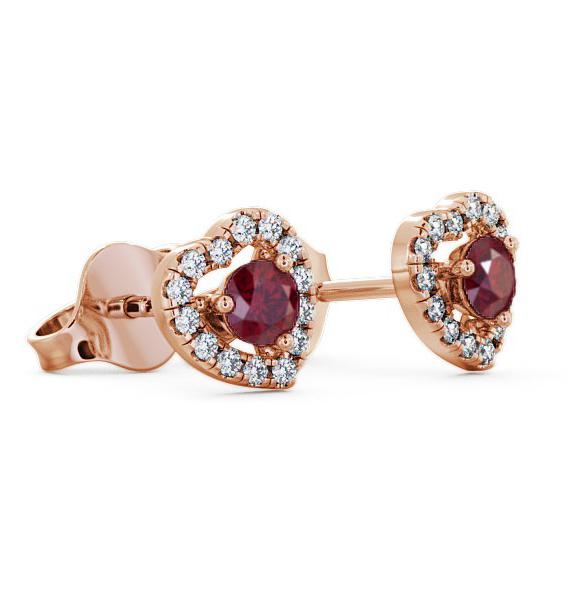 Halo Ruby and Diamond 0.56ct Earrings 18K Rose Gold GEMERG1_RG_RU_THUMB1 