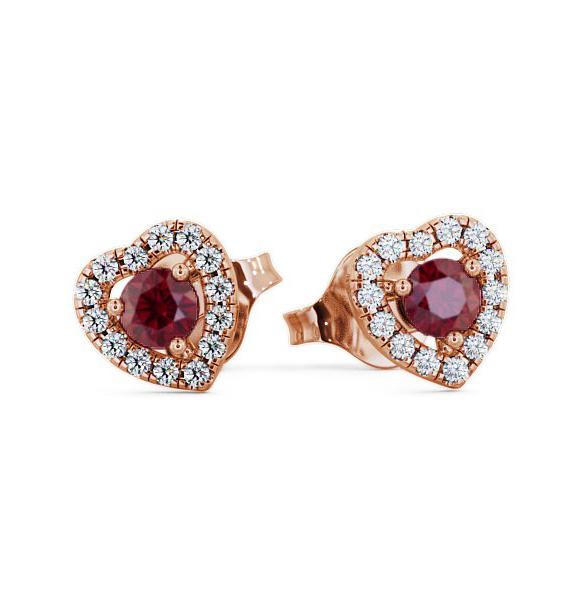 Halo Ruby and Diamond 0.56ct Earrings 18K Rose Gold GEMERG1_RG_RU_THUMB2 