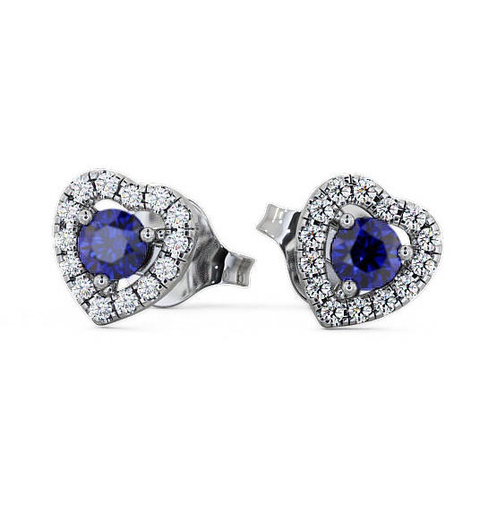 Halo Blue Sapphire and Diamond 0.56ct Earrings 9K White Gold GEMERG1_WG_BS_THUMB1 