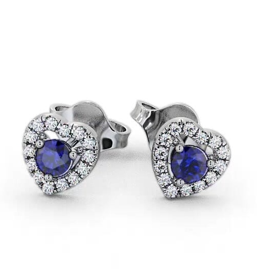 Halo Blue Sapphire and Diamond 0.56ct Earrings 9K White Gold GEMERG1_WG_BS_THUMB2 