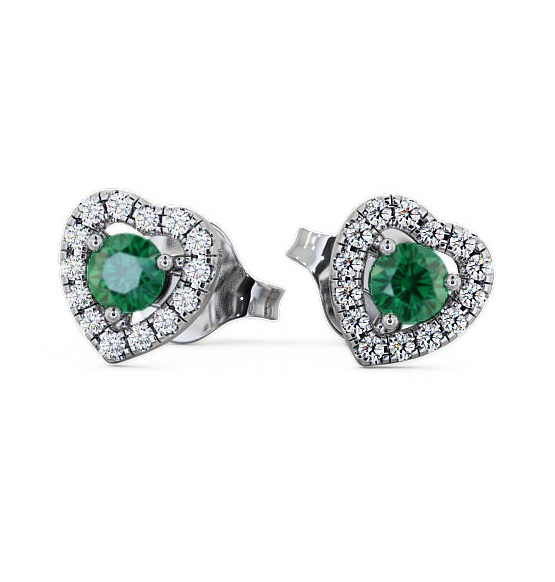 Halo Emerald and Diamond 0.50ct Earrings 18K White Gold GEMERG1_WG_EM_THUMB1 