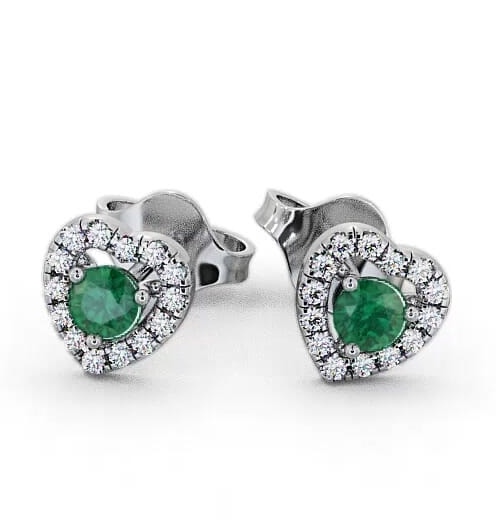 Halo Emerald and Diamond 0.50ct Earrings 18K White Gold GEMERG1_WG_EM_THUMB2 