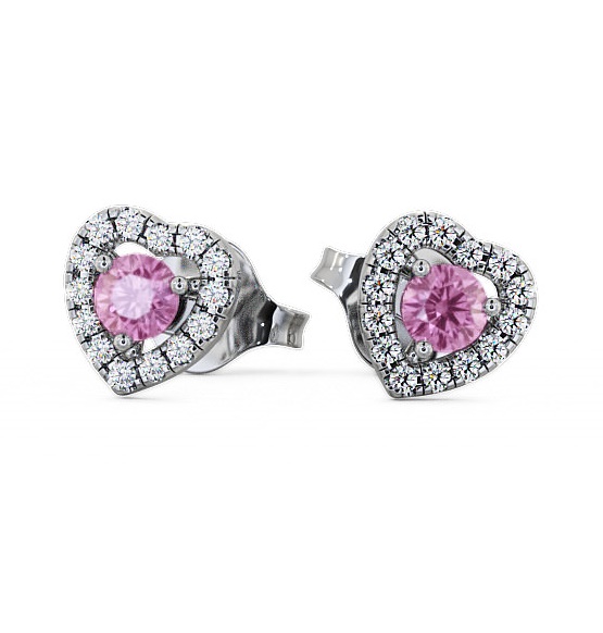 Halo Pink Sapphire and Diamond 0.56ct Earrings 18K White Gold GEMERG1_WG_PS_THUMB1 