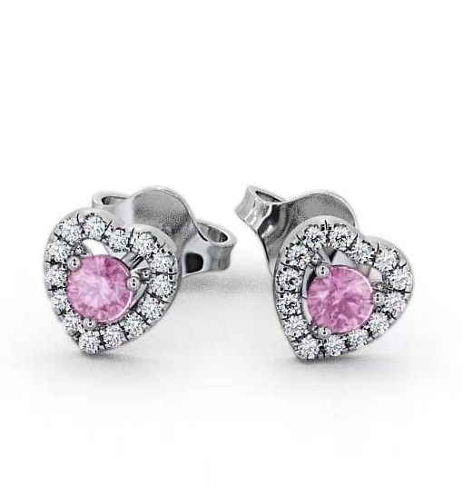 Halo Pink Sapphire and Diamond 0.56ct Earrings 18K White Gold GEMERG1_WG_PS_THUMB2 