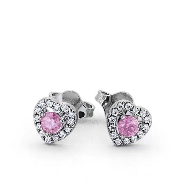 Halo Pink Sapphire and Diamond 0.56ct Earrings 18K White Gold - Bianka GEMERG1_WG_PS_EAR