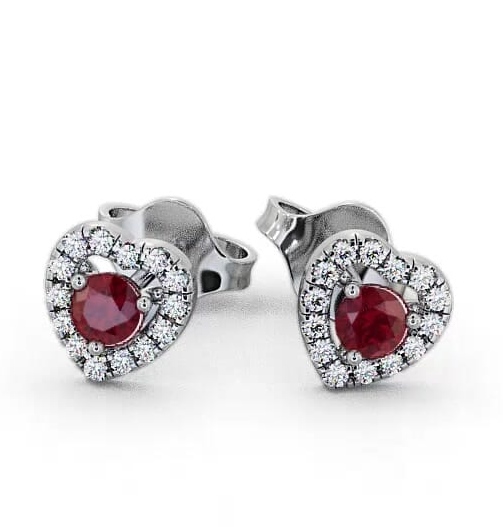 Halo Ruby and Diamond 0.56ct Earrings 18K White Gold GEMERG1_WG_RU_THUMB2 