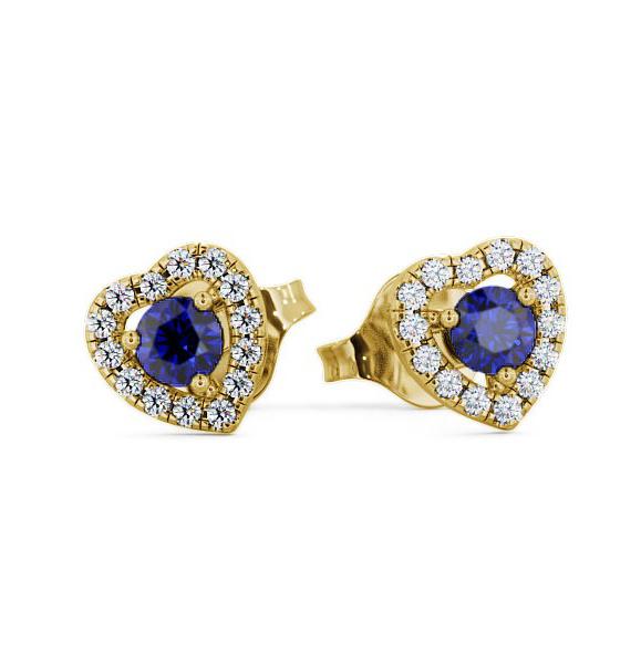 Halo Blue Sapphire and Diamond 0.56ct Earrings 18K Yellow Gold GEMERG1_YG_BS_THUMB1