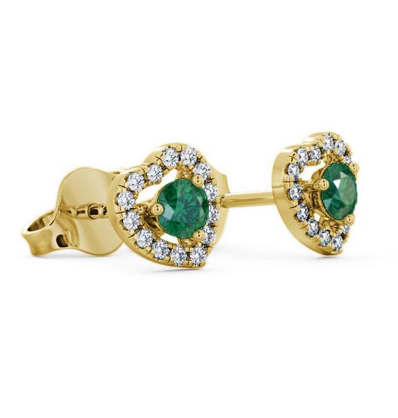 Halo Emerald and Diamond 0.50ct Earrings 9K Yellow Gold GEMERG1_YG_EM_THUMB1 
