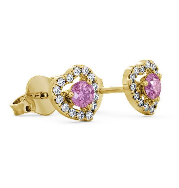 Halo Pink Sapphire and Diamond 0.56ct Earrings 18K Yellow Gold GEMERG1_YG_PS_THUMB1 