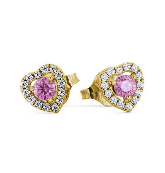 Halo Pink Sapphire and Diamond 0.56ct Earrings 18K Yellow Gold GEMERG1_YG_PS_THUMB1