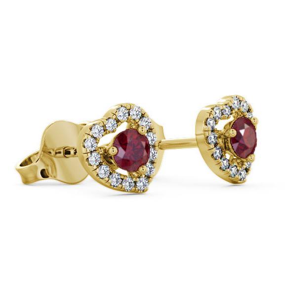 Halo Ruby and Diamond 0.56ct Earrings 18K Yellow Gold GEMERG1_YG_RU_THUMB1 