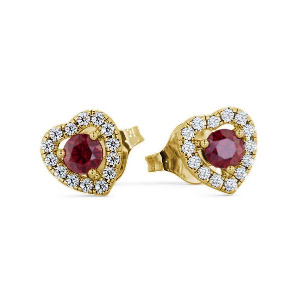 Halo Ruby and Diamond 0.56ct Earrings 18K Yellow Gold GEMERG1_YG_RU_THUMB2 