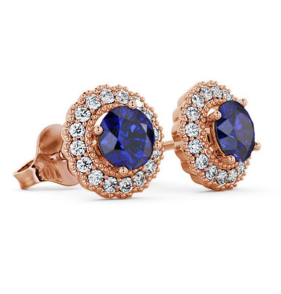 Halo Blue Sapphire and Diamond 1.56ct Earrings 18K Rose Gold GEMERG2_RG_BS_THUMB1 