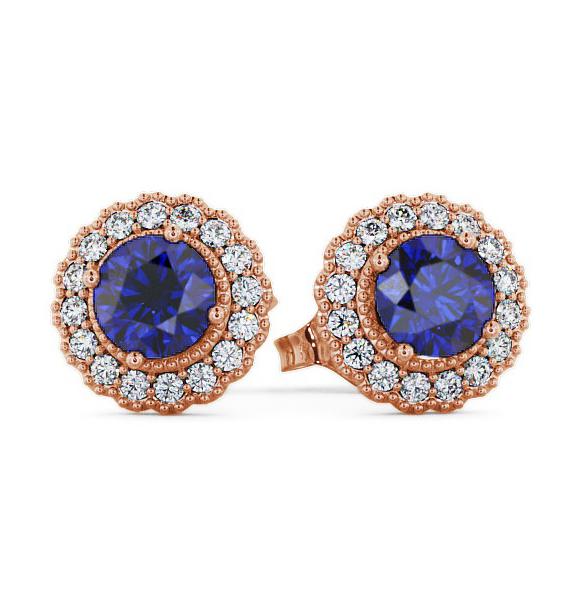 Halo Blue Sapphire and Diamond 1.56ct Earrings 18K Rose Gold GEMERG2_RG_BS_THUMB1