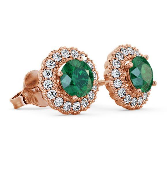 Halo Emerald and Diamond 1.22ct Earrings 9K Rose Gold GEMERG2_RG_EM_THUMB1 