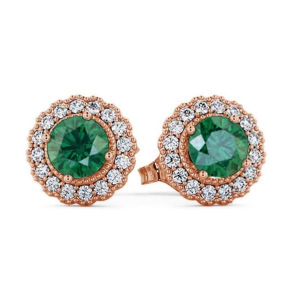 Halo Emerald and Diamond 1.22ct Earrings 18K Rose Gold GEMERG2_RG_EM_THUMB1