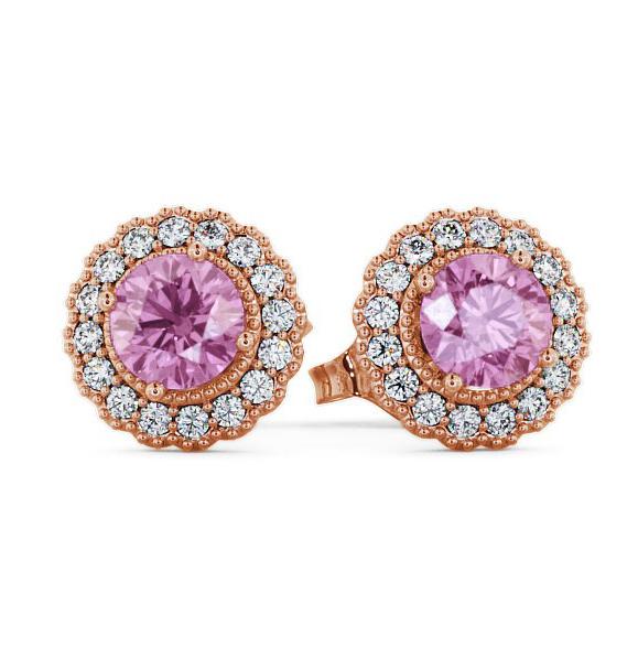 Halo Pink Sapphire and Diamond 1.56ct Earrings 18K Rose Gold GEMERG2_RG_PS_THUMB1