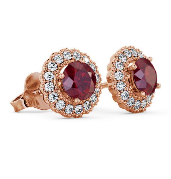 Halo Ruby and Diamond 1.56ct Earrings 18K Rose Gold GEMERG2_RG_RU_THUMB1 