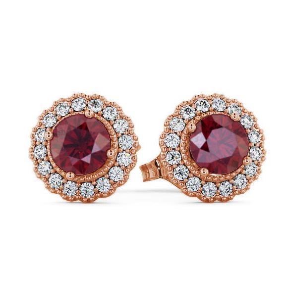 Halo Ruby and Diamond 1.56ct Earrings 9K Rose Gold GEMERG2_RG_RU_THUMB1