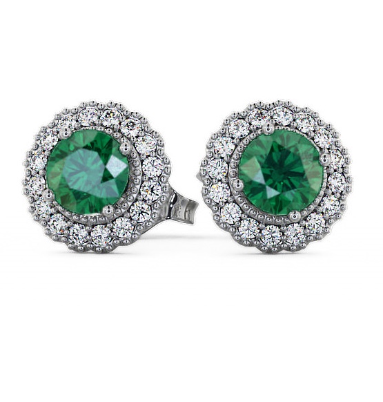 Halo Emerald and Diamond 1.22ct Earrings 18K White Gold GEMERG2_WG_EM_THUMB1 